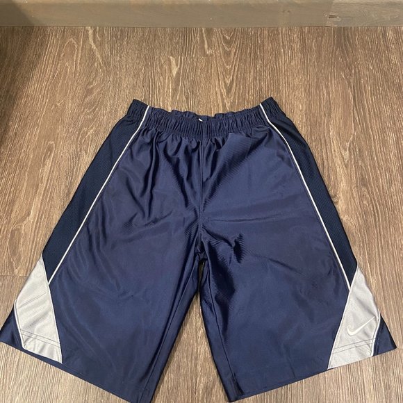 Large nike shorts, blue primary color with silver piping - Picture 1 of 2